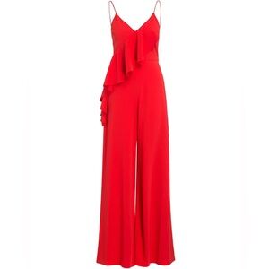 Alice + Olivia ruffle red jumpsuit